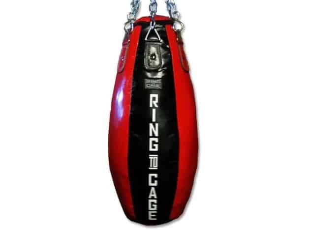 teardrop heavy hanging punching bag used for uppercuts and body movement