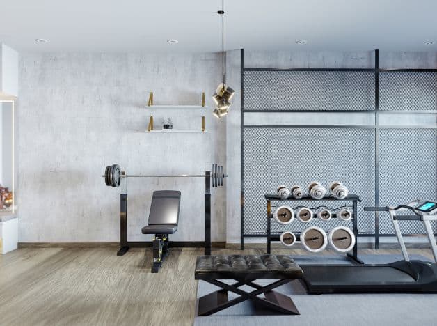 a standard home gym with various equipment